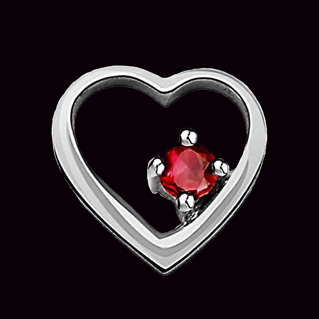 Divine Love - Real Red Ruby & Sterling Silver Pendant with 18 IN Chain (SDP54)