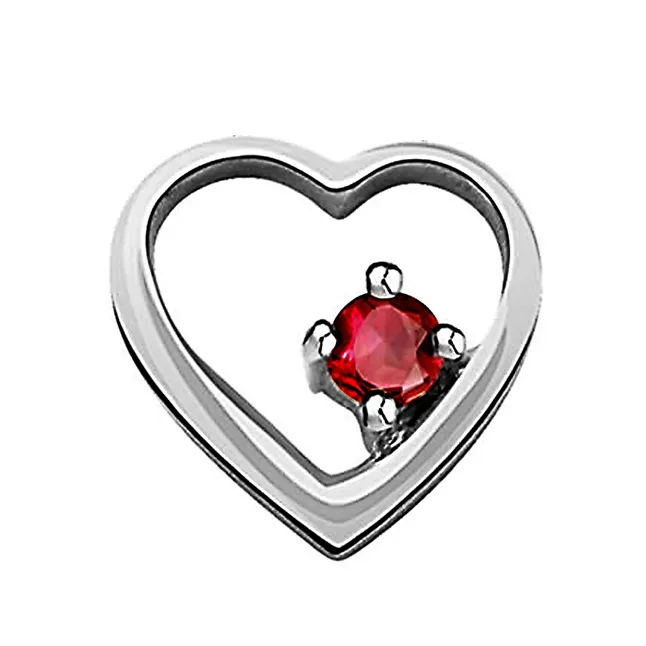 Divine Love - Real Red Ruby & Sterling Silver Pendant with 18 IN Chain (SDP54)