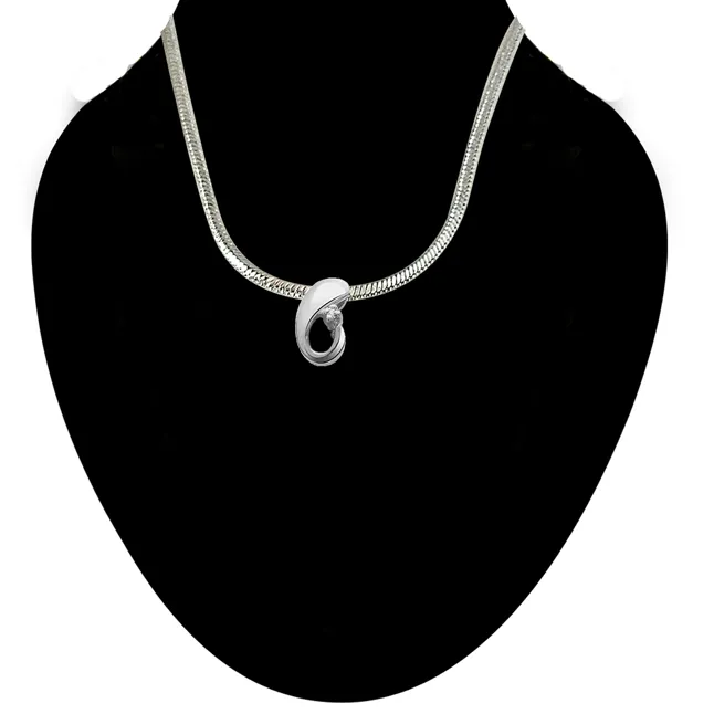 Dazzling Beauty - Real Diamond & Sterling Silver Pendant with 18 IN Chain (SDP59)