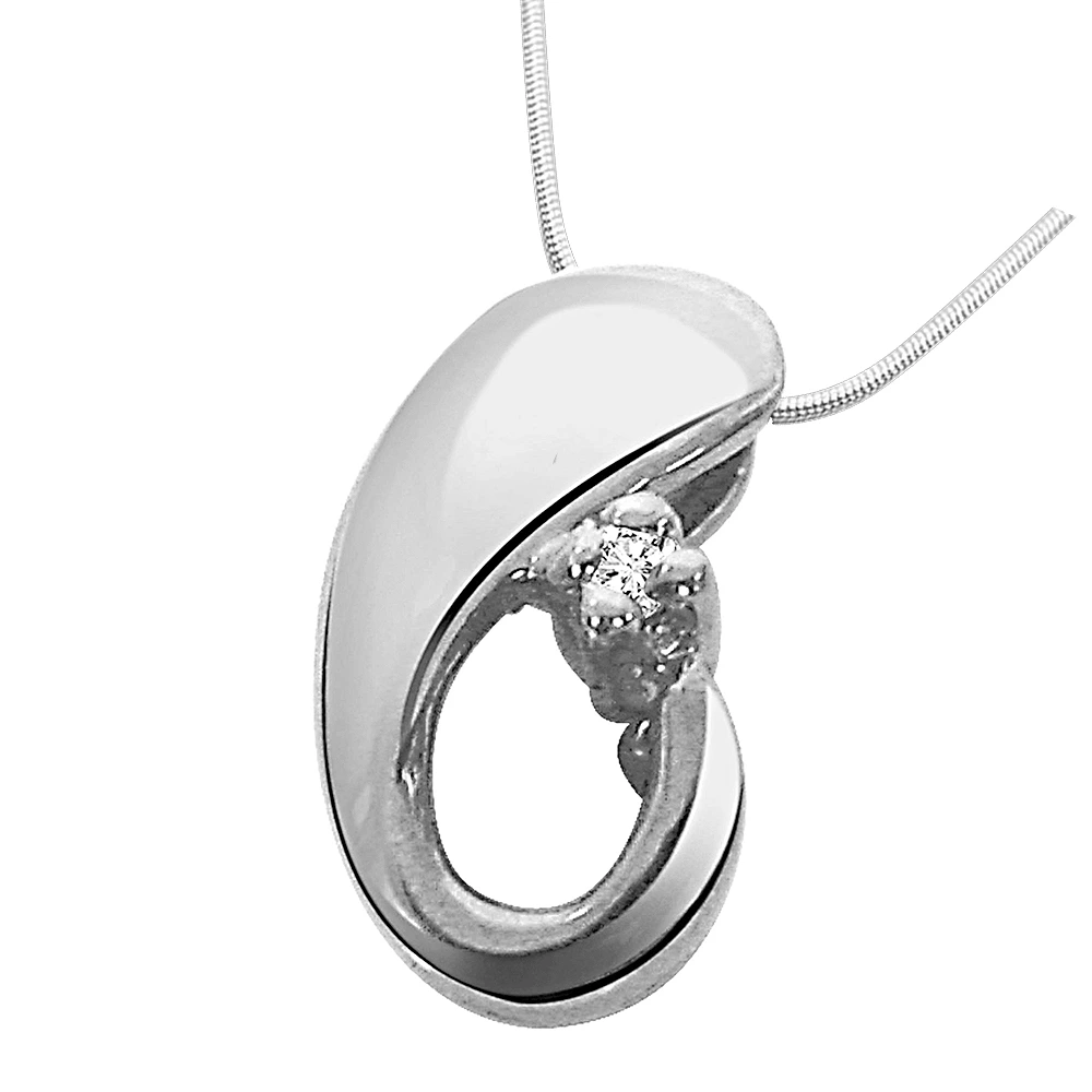 Dazzling Beauty - Real Diamond & Sterling Silver Pendant with 18 IN Chain (SDP59)