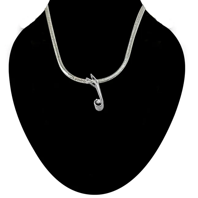 Sweet Love - Real Diamond & Sterling Silver Pendant with 18 IN Chain (SDP62)