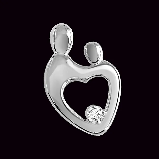 Passionate Diamond & Silver Pendant with Silver Finished Chain SDP66