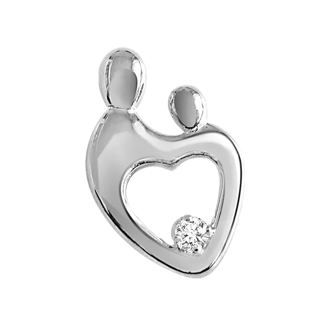 Passionate Diamond & Silver Pendant with Silver Finished Chain SDP66