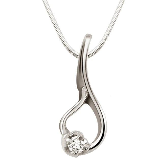 Diamond Hanger - Real Diamond & Sterling Silver Pendant with 18 IN Chain (SDP69)