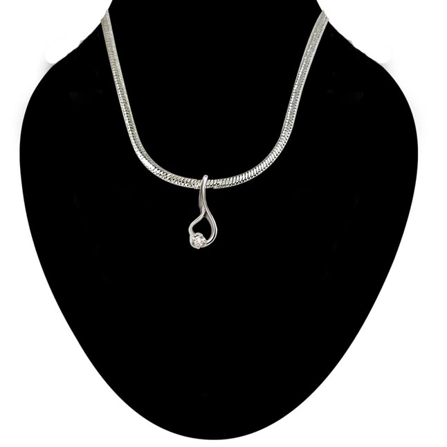 Diamond Hanger - Real Diamond & Sterling Silver Pendant with 18 IN Chain (SDP69)