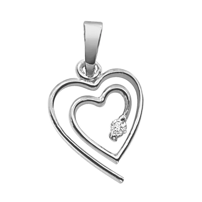 Valentine's Pendant - Real Diamond & Sterling Silver Pendant with 18 IN Chain (SDP7)