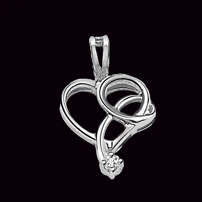 Drop of Love - Real Diamond & Sterling Silver Pendant with 18 IN Chain (SDP78)