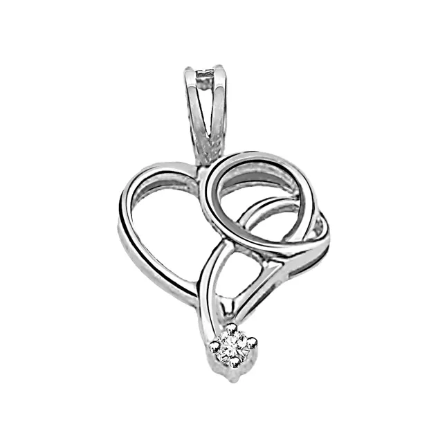 Drop of Love - Real Diamond & Sterling Silver Pendant with 18 IN Chain (SDP78)