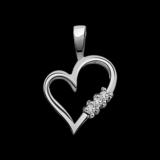 White Beauty - Real Diamond & Sterling Silver Pendant with 18 IN Chain (SDP79)