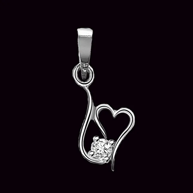 Twisted Heart - Real Diamond & Sterling Silver Pendant with 18 IN Chain (SDP80)