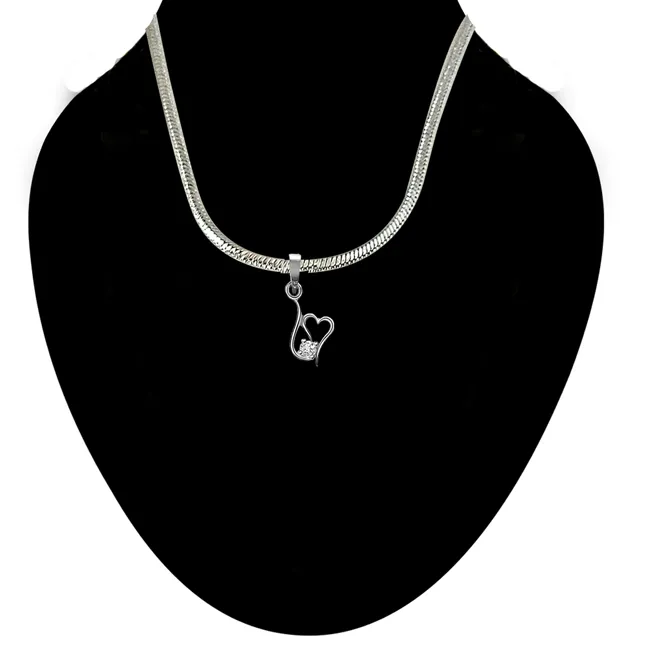 Twisted Heart - Real Diamond & Sterling Silver Pendant with 18 IN Chain (SDP80)