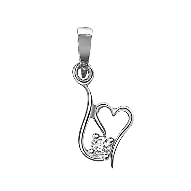 Twisted Heart - Real Diamond & Sterling Silver Pendant with 18 IN Chain (SDP80)