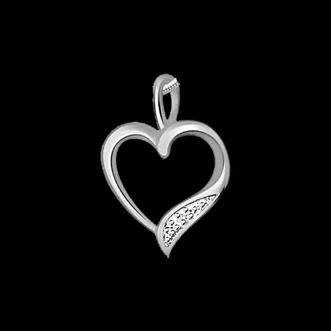 Divine Heart - Real Diamond & Sterling Silver Pendant with 18 IN Chain (SDP82)