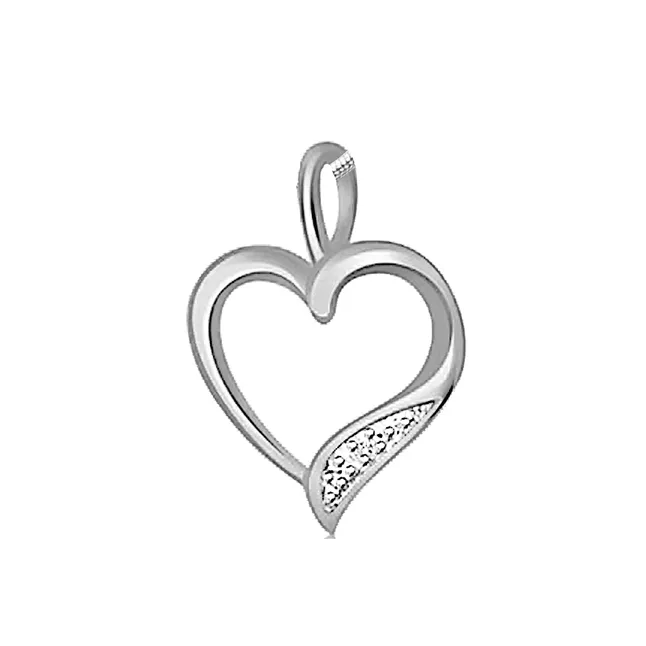 Divine Heart - Real Diamond & Sterling Silver Pendant with 18 IN Chain (SDP82)