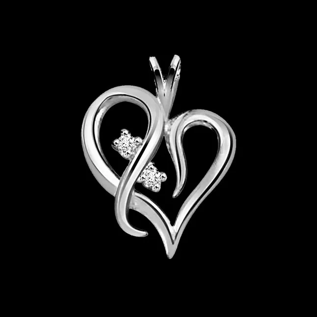 With You Always - Real Diamond & Sterling Silver Pendant with 18 IN Chain (SDP83)