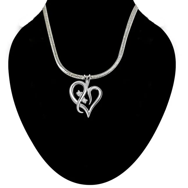 With You Always - Real Diamond & Sterling Silver Pendant with 18 IN Chain (SDP83)