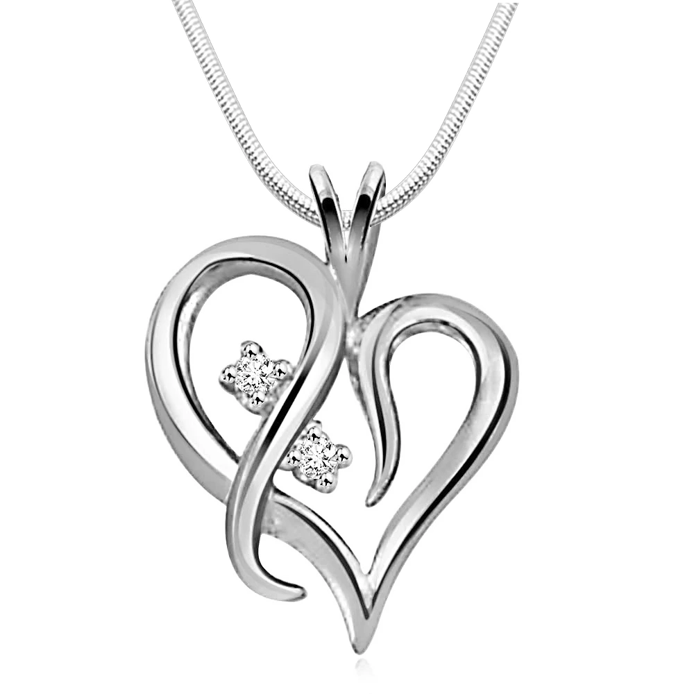 With You Always - Real Diamond & Sterling Silver Pendant with 18 IN Chain (SDP83)