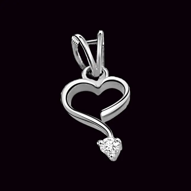 Intricate Love - Real Diamond & Sterling Silver Pendant with 18 IN Chain (SDP87)