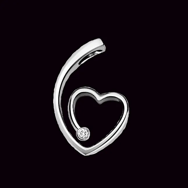 Nature's Heart - Real Diamond & Sterling Silver Pendant with 18 IN Chain (SDP89)