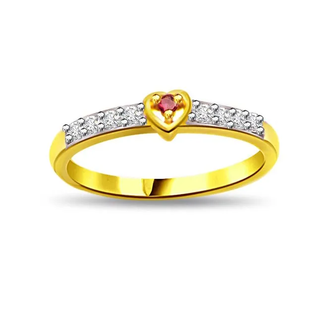 Sun Moon Affair 0.12cts Diamond & Ruby Heart Ring (SDR1001)