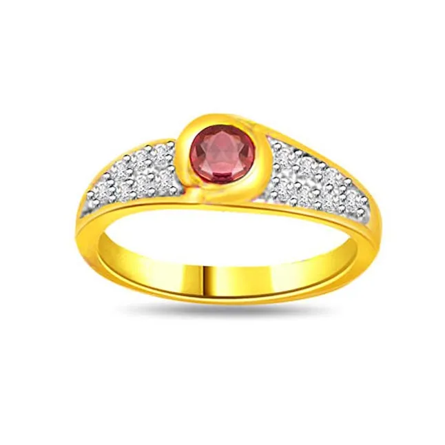 Glittering Star 0.21cts Diamond & Ruby Heart Ring (SDR1003)