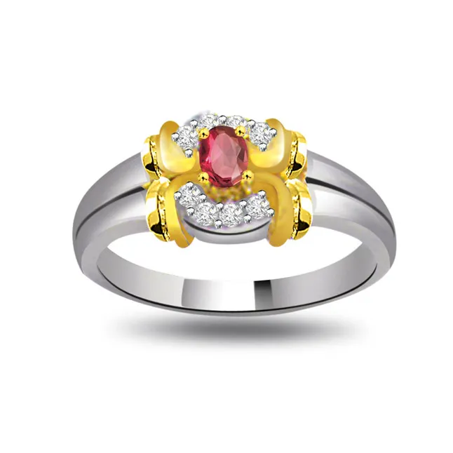 Lustrous Rose Trendy Diamond & Ruby Ring (SDR1014)
