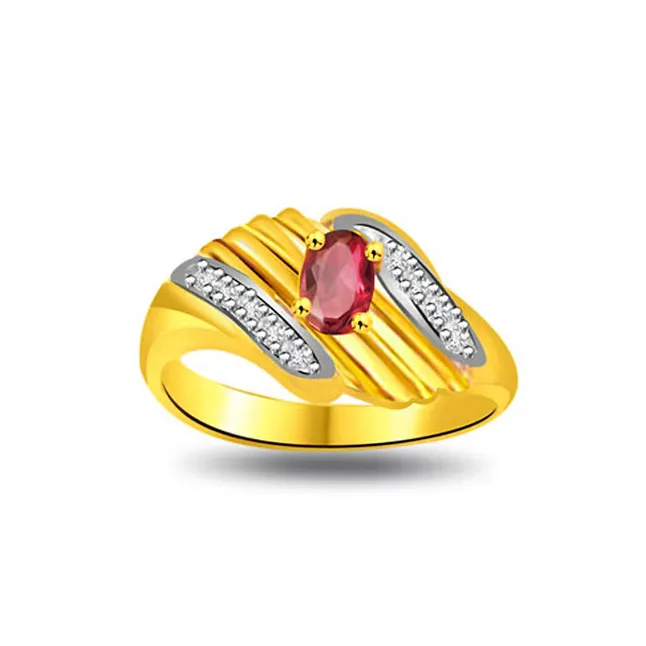 Cinderella Love Trendy Diamond & Ruby Ring (SDR1017)