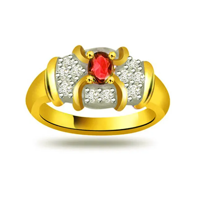 Flower Shape Diamond & Ruby Ring (SDR1023)