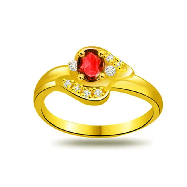 Twinkling Bouquet Trendy Diamond & Ruby Ring (SDR1028)