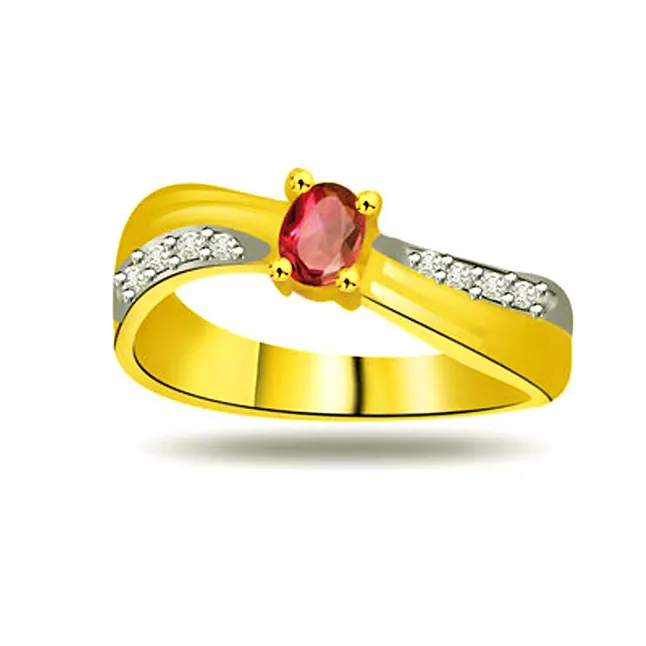 Feminine Charm Diamond & Ruby Ring in 18kt Gold (SDR1029)