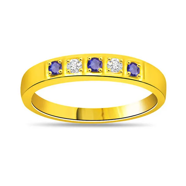 Romantic Setting Diamond & Sapphire Ring in 18kt Gold (SDR1035)