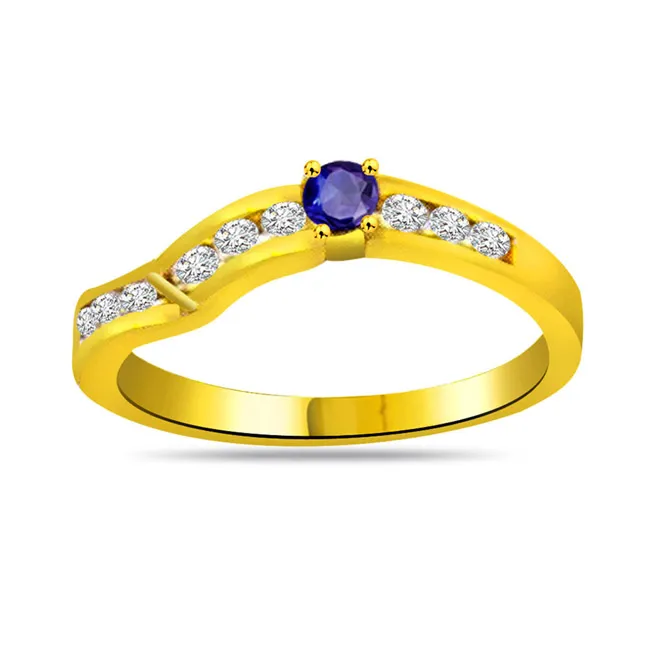 Blue Crown Trendy Diamond & Sapphire Ring (SDR1039)