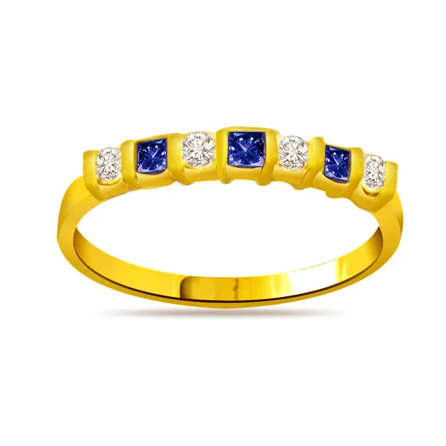 Sparkling Blue Blossom Classic Diamond & Sapphire Ring (SDR1040)