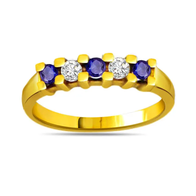 Sparkly Blue Classic Diamond & Sapphire Ring (SDR1047)