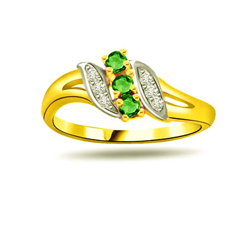 Emerald Knot Diamond Emerald Gold Ring (SDR1060)