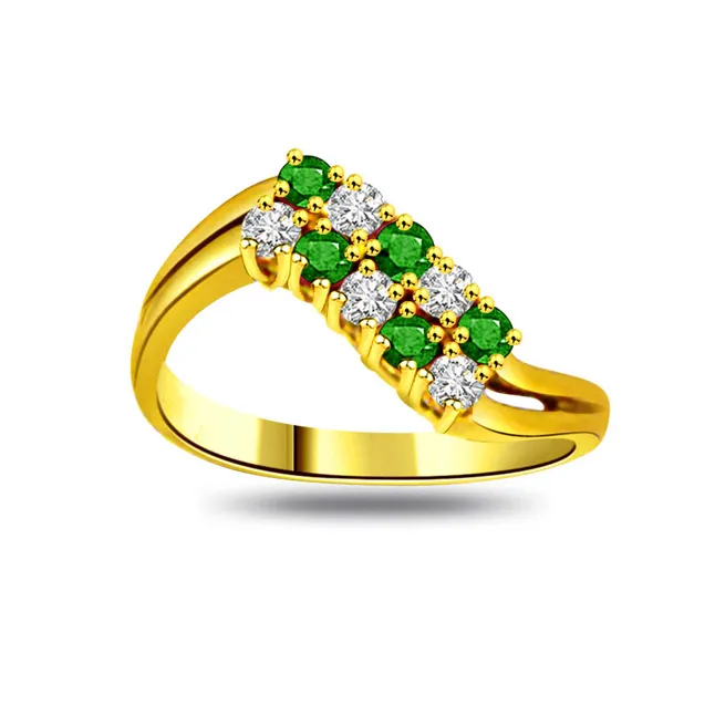 Green Envy 0.15cts Diamond & Emerald Gold Ring (SDR1063)