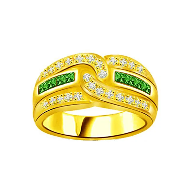 Mystical Green 0.28cts Diamond & Emerald Gold Ring (SDR1076)