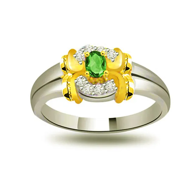 Prestigious Knot of Love Trendy Diamond & Emerald Ring (SDR1083)