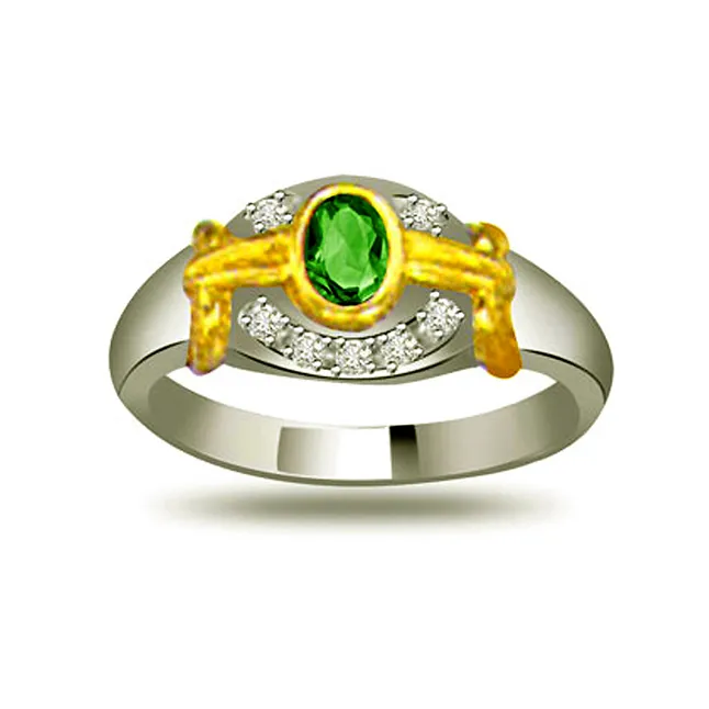 One Color of Rainbow Trendy Diamond & Emerald Ring (SDR1085)