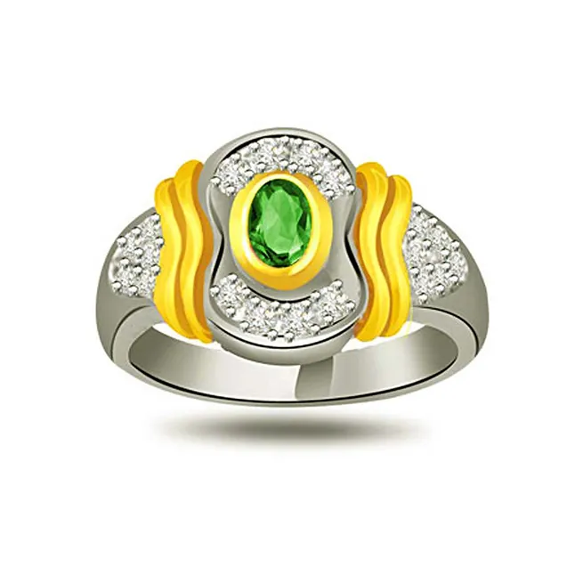 Elegance till Eternity 0.25cts Diamond & Emerald Gold Ring (SDR1086)