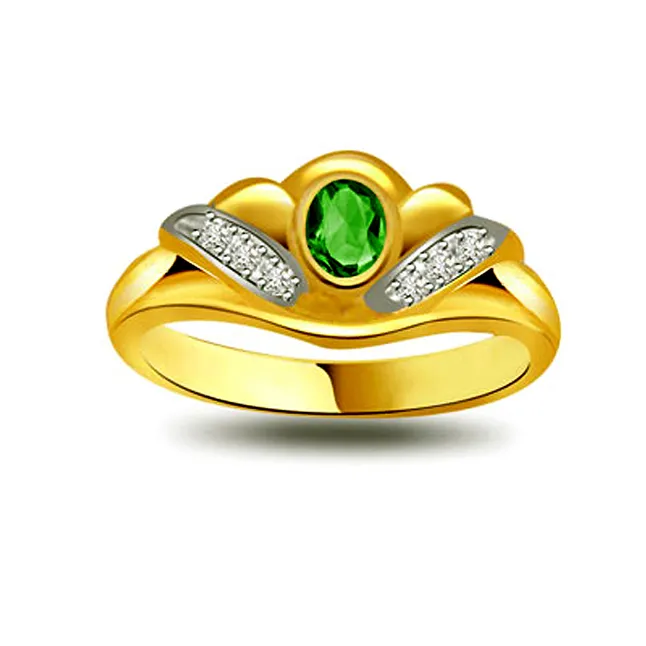 Hariyali Beauty Classic Diamond & Emerald Ring (SDR1097)