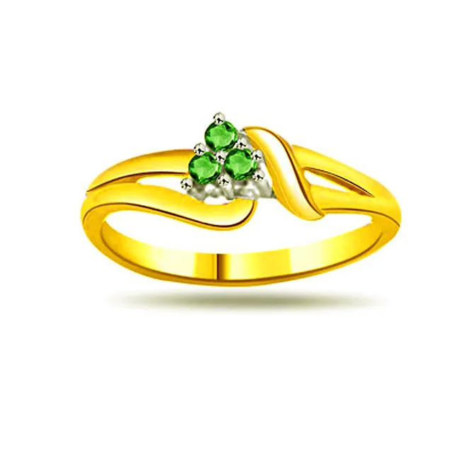 Princess Pretty Round Real Emerald Gold Ring (SDR1100)