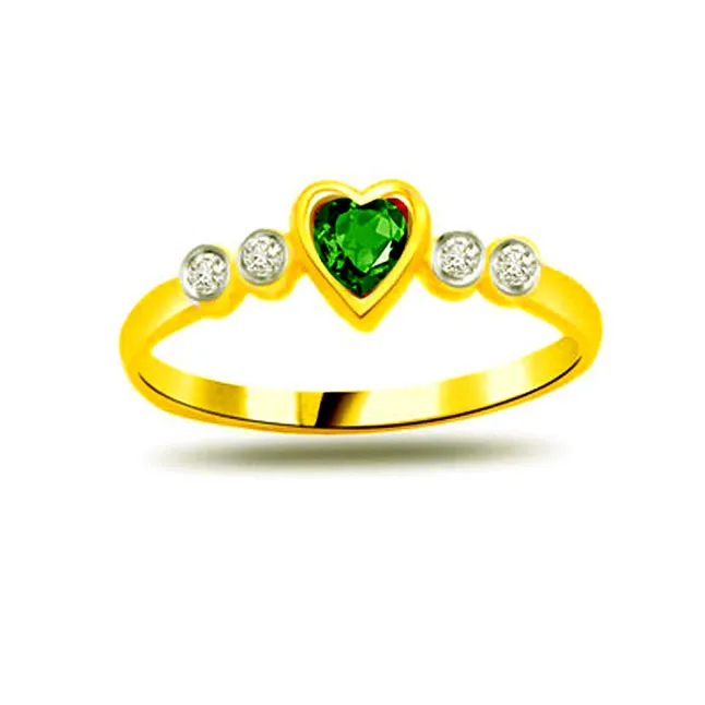 Green Heart Real Diamond & Emerald Heart Ring (SDR1106)