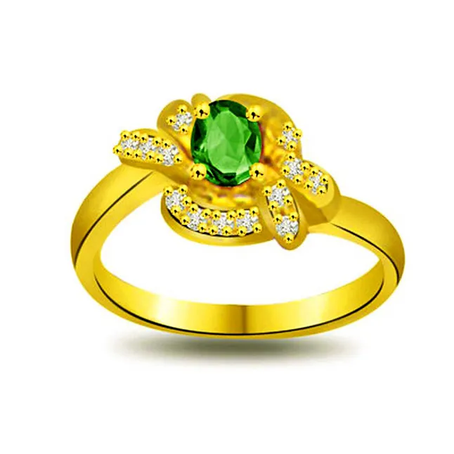 Defining Radiance 0.13cts Real Diamond & Emerald Ring (SDR1110)