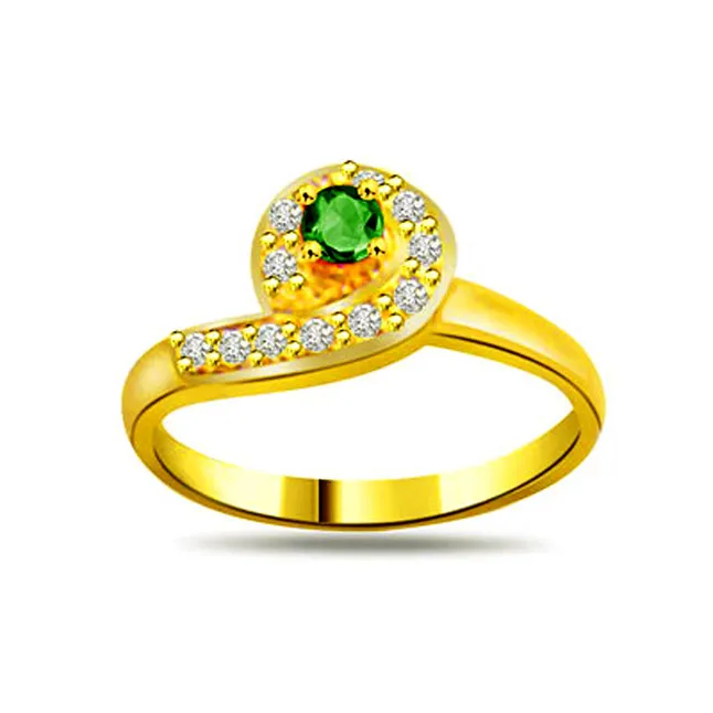 Drop of Passion 0.16ct Diamond & Emerald rings SDR1113 -Diamond & Emerald