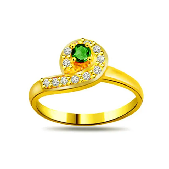 Drop of Passion 0.16cts Real Diamond & Emerald Ring (SDR1113)