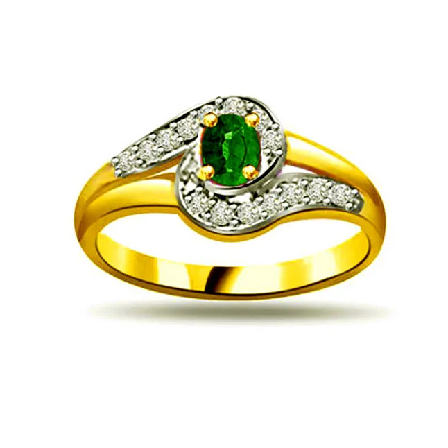 Blushing Bride 0.15cts Real Diamond & Emerald Ring (SDR1115)