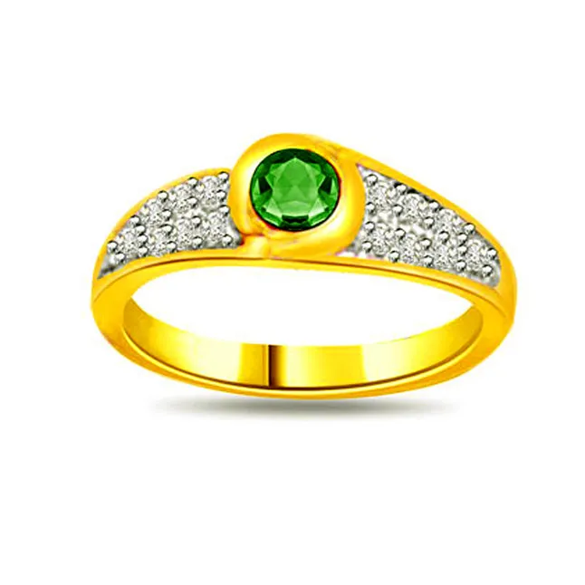 Unique Perfection 0.21cts Real Diamond & Emerald Ring (SDR1116)