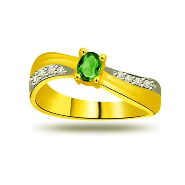 Endless Beauty 0.08cts Real Diamond & Emerald Ring (SDR1117)