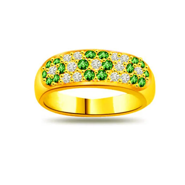 Green Flower's in Finger 0.26cts Real Diamond & Emerald Ring (SDR1121)